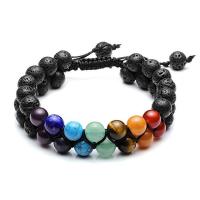 Gemstone Bracelets, with Polyester Cord, Double Layer & Unisex Approx 7-11 Inch 