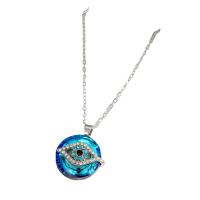 Evil Eye Jewelry Necklace, Zinc Alloy, with Crystal, with 2inch extender chain, plated, cross chain & for woman & with rhinestone Approx 19.7 Inch 