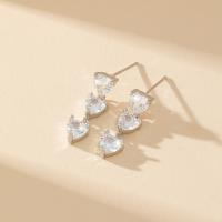 Cubic Zircon Brass Earring, with Cubic Zirconia, silver color plated, fashion jewelry & for woman 