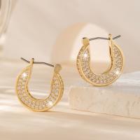 Cubic Zirconia Micro Pave Brass Earring, gold color plated, fashion jewelry & micro pave cubic zirconia & for woman 