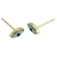Evil Eye Earrings, Brass, gold color plated, fashion jewelry & for woman & enamel, two different colored 