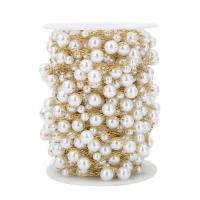 Edelstahl-Kettenschmuck, 304 Edelstahl, mit Kunststoff Perlen, Vakuum-Ionen-Beschichtung, Modeschmuck & DIY, zwei verschiedenfarbige, 8mm, 2m/Tasche, verkauft von Tasche