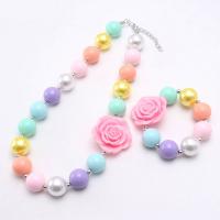 Acrylic Children Jewelry Sets, with Plastic Pearl & Zinc Alloy, with 2.36inch extender chain, handmade, Girl & fashion jewelry 20mm Approx 17.71 Inch 