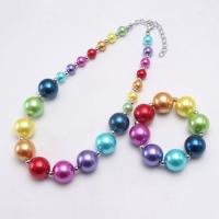 Acrylic Children Jewelry Sets, with Plastic Pearl & Zinc Alloy, with 2.36inch extender chain, handmade, Girl & fashion jewelry 10mm,20mm Approx 17.71 Inch 