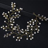 Headband, Brass, with Crystal & Plastic Pearl, fashion jewelry & for woman 300mm 