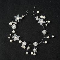 Headband, Zinc Alloy, with Plastic Pearl, fashion jewelry & for woman, silver color, 300mm 