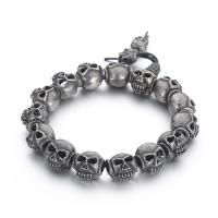 Stainless Steel Chain Bracelets, 316L Stainless Steel, Skull, punk style & for man, black Approx 20 cm 