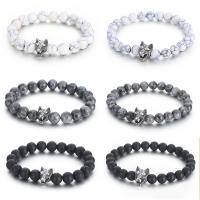 Gemstone Bracelets, Natural Stone, with 316L Stainless Steel, Wolf, vintage & for man Approx 20 cm 
