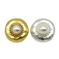 Zinc Alloy Shank Button, with Plastic Pearl, Round, plated, DIY 