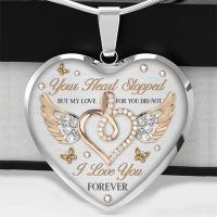 Zinc Alloy Necklace, Heart, plated, Unisex & with letter pattern Approx 19.7 Inch 