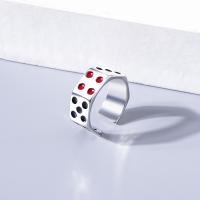 Esmalte de acero inoxidable anillo de dedo, acero inoxidable 304, dadosdado, Galvanoplastia al vacío, unisexo & ajustable, más colores para la opción, tamaño:9, Vendido por UD