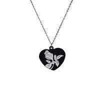 Stainless Steel Jewelry Necklace, 304 Stainless Steel, with 2inch extender chain, Heart, with flower pattern & for woman Approx 16.5 Inch 
