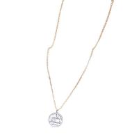 Glass Zinc Alloy Necklace, with Glass, Flat Round, silver color plated, oval chain & with letter pattern & for woman, 28mm Approx 23.6 Inch 