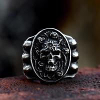 Stainless Steel Finger Ring, 304 Stainless Steel, Skull, polished, vintage & for man, US Ring 
