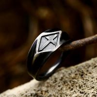 Titanium Steel Finger Ring, Cross, Antique finish, vintage & for man, black, US Ring 