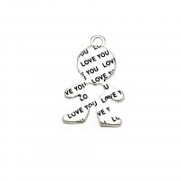 Character Shaped Zinc Alloy Pendants, antique silver color plated, vintage & DIY & hollow Approx 