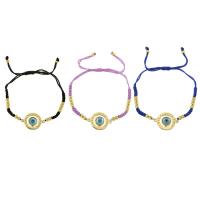 Evil Eye Jewelry Bracelet, Brass, gold color plated, fashion jewelry & for woman & enamel 25*18*4mm,4mm Approx 10 Inch 