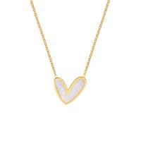 Stainless Steel Jewelry Necklace, 304 Stainless Steel, with Shell, with 1.97inch extender chain, Heart, Vacuum Ion Plating, fashion jewelry & for woman, golden Approx 16.54 Inch 