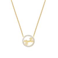 Cubic Zirconia Stainless Steel Necklace, 304 Stainless Steel, with 1.97inch extender chain, Vacuum Ion Plating, fashion jewelry & micro pave cubic zirconia & for woman, golden, 15mm Approx 15.7 Inch 