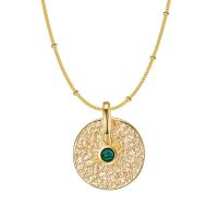 Zinc Alloy Necklace, with Natural Stone, with 2.56inch extender chain, gold color plated, fashion jewelry & for woman, golden, 21mm Approx 18.9 Inch 