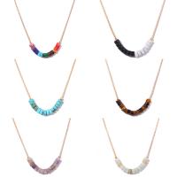 Gemstone Necklaces, Zinc Alloy, with Natural Stone, with 1.97inch extender chain, gold color plated, fashion jewelry & for woman, golden Approx 17.72 Inch 