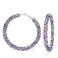 Zinc Alloy Rhinestone Hoop Earring, fashion jewelry & for woman & with rhinestone 