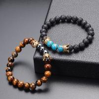 Gemstone Bracelets, with Brass, Crown & Unisex & micro pave cubic zirconia, 8mm Approx 6.7-8.2 Inch 