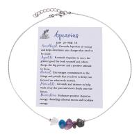 Gemstone Necklaces, Brass, with Gemstone, with 4cm extender chain, 12 Signs of the Zodiac, platinum color plated, for woman cm 