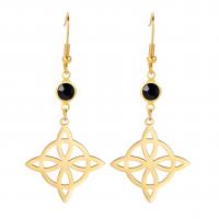 Stainless Steel Drop Earring, 304 Stainless Steel, Rhombus, Vacuum Ion Plating, for woman & with rhinestone & hollow 