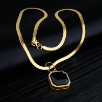 Titan Schmuck Halskette, Titanstahl, Quadrat, Vakuum-Ionen-Beschichtung, unisex & mit Strass, keine, 22mm, Länge:50 cm, verkauft von PC