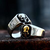 Titanium Steel Finger Ring, Skull, polished, punk style & for man US Ring 