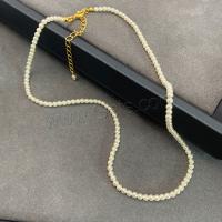 Perlenhalskette aus Glas, Glasperlen, mit Zinklegierung, goldfarben plattiert, Modeschmuck & für Frau, weiß, Länge:ca. 45 cm, verkauft von PC