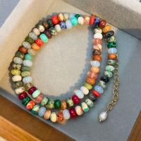 Gemstone Necklaces, Brass, with Gemstone, fashion jewelry & for woman, multi-colored Approx 45 cm 