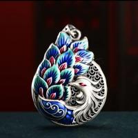 Cloisonne Pendants, Brass, silver color plated, fashion jewelry & for woman Approx 60 cm 
