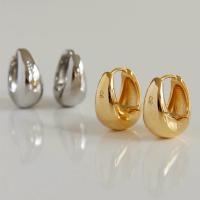 Brass Huggie Hoop Earring, plated, fashion jewelry & for woman 28mm 
