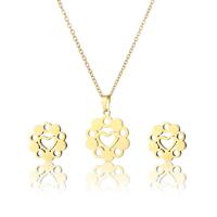 Fashion Stainless Steel Jewelry Sets, 304 Stainless Steel, Stud Earring & necklace, 2 pieces & fashion jewelry & for woman, golden Approx 17.72 Inch 