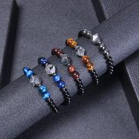Gemstone Bracelets, Black Stone, with Magnet & Tiger Eye, fashion jewelry & Unisex Approx 6.6-8.5 Inch 