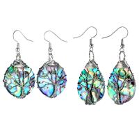 Abalone Shell Earring, with Brass & fashion jewelry & for woman 