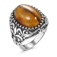 Gemstone Zinc Alloy Finger Ring, with Gemstone, plated, fashion jewelry & Unisex 