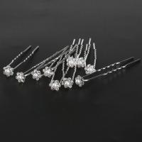 Hair Stick, Zinc Alloy, with Plastic Pearl & for woman & with rhinestone 