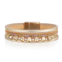 Wrap Bracelets, PU Leather, with Crystal & Zinc Alloy, multilayer & for woman & with rhinestone 17mm Approx 7.63 Inch 