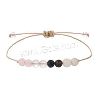 Gemstone Bracelets, Wax Cord, with Gemstone, Round, adjustable & for woman Approx 15-30 cm 