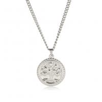 Stainless Steel Jewelry Necklace, 304 Stainless Steel, Flat Round, Vacuum Ion Plating, for woman cm 
