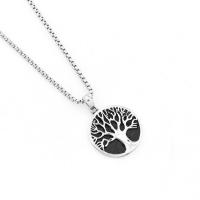 Titanium Steel Jewelry Necklace, Tree  & enamel, silver color 