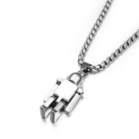 Titanium Steel Jewelry Necklace, Zinc Alloy, Robot, Unisex, silver color cm 