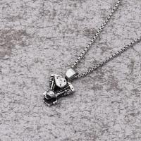 Titanium Steel Jewelry Necklace & Unisex, silver color 