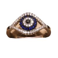 Evil Eye Jewelry Finger Ring, Brass, plated & for woman & with rhinestone & hollow, US Ring 