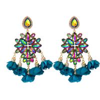 Glass Zinc Alloy Earring, with Cloth & Zinc Alloy & Acrylic, Geometrical Pattern, plated, Bohemian style & for woman 