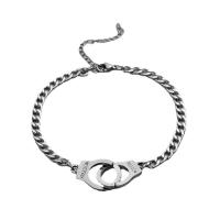 Stainless Steel Chain Bracelets, 304 Stainless Steel, with 2.2inch extender chain, Handcuffs, punk style & for man, original color Approx 8.3 Inch 
