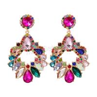 Zinc Alloy Rhinestone Drop Earring, Geometrical Pattern, gold color plated, Bohemian style & for woman & with rhinestone 